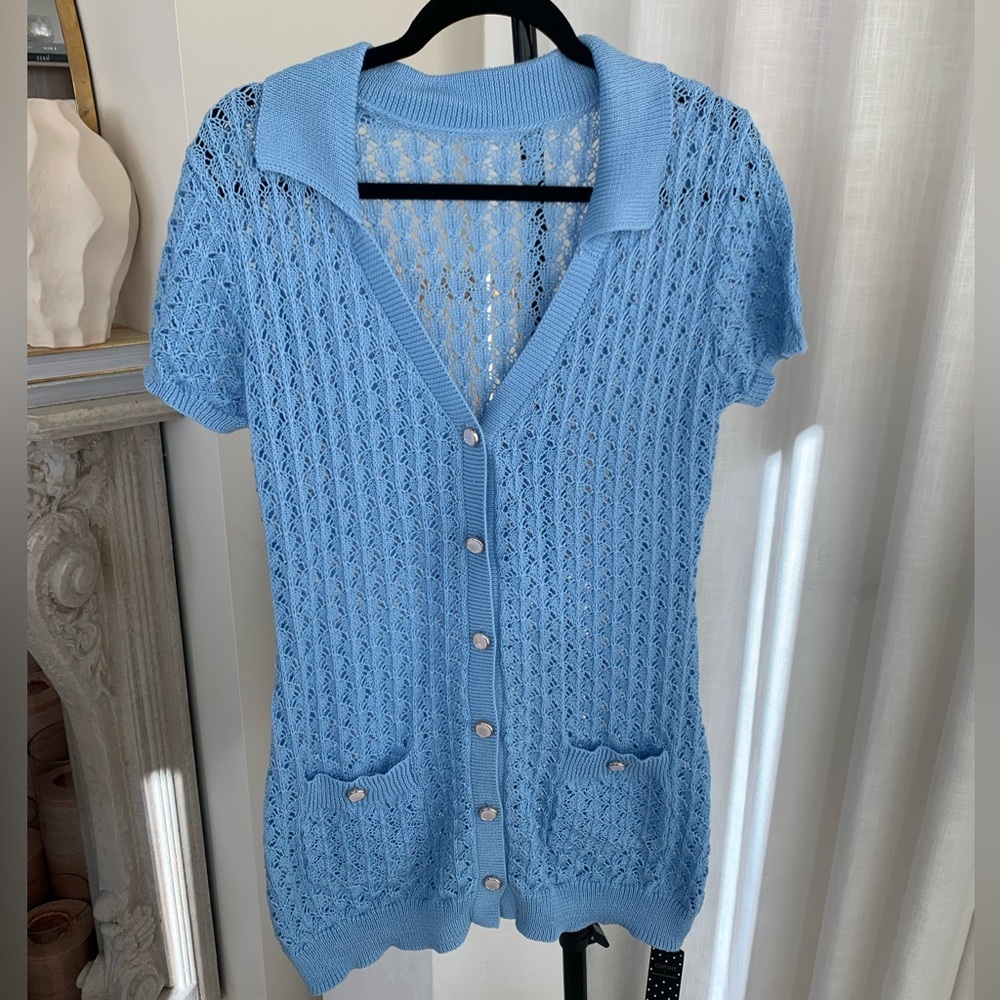 Light Blue Knit Coverup Dress